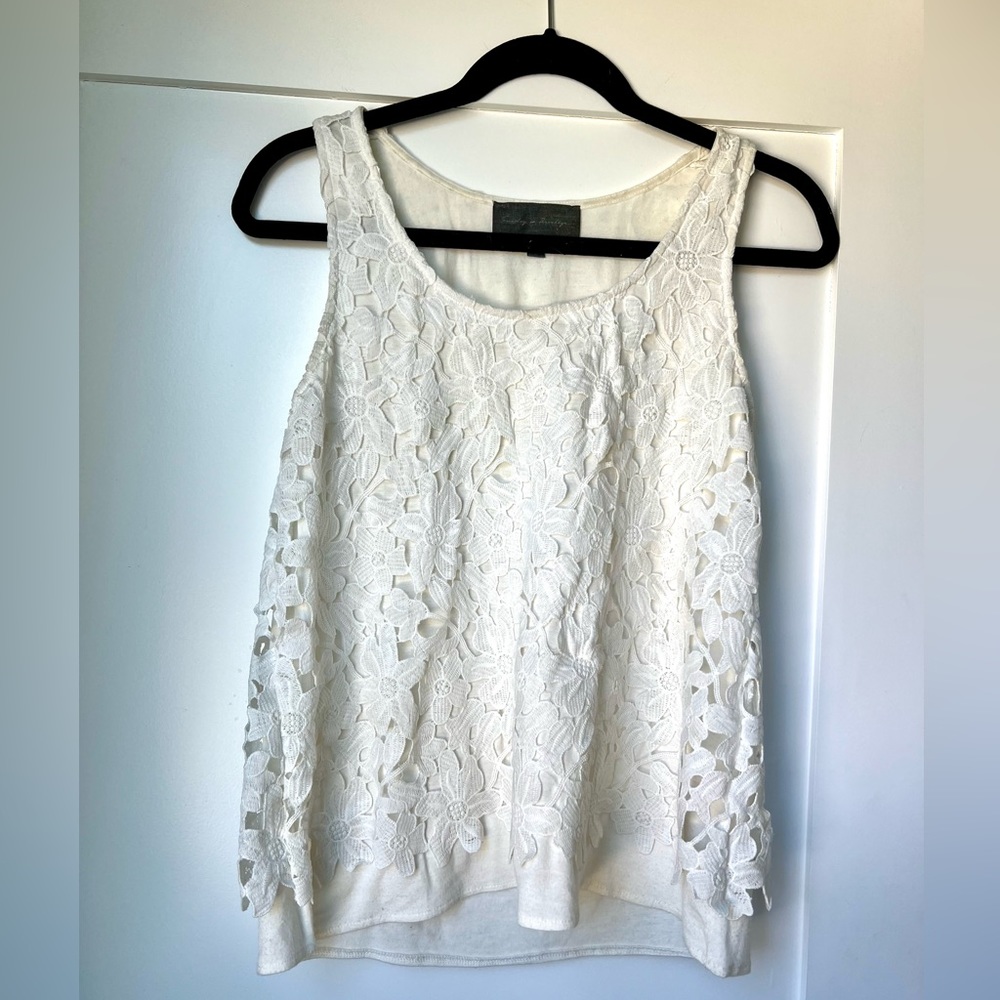Anthropologie Sunday In Brooklyn Floral Lace Top